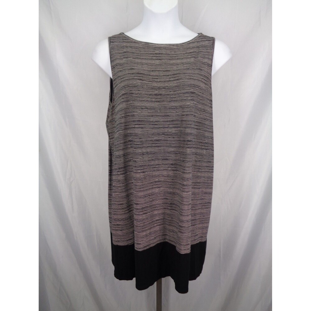 J Jill Wearever Collection Black Stripe Colorblock Sleeveless Dress XL Petite